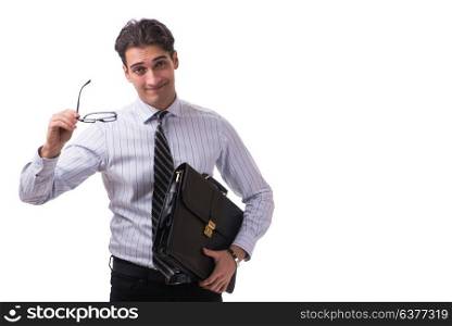 Young handsome businessman isolated on the white background