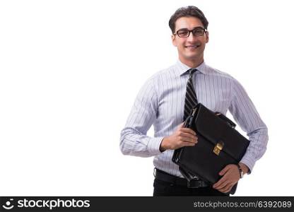 Young handsome businessman isolated on the white background