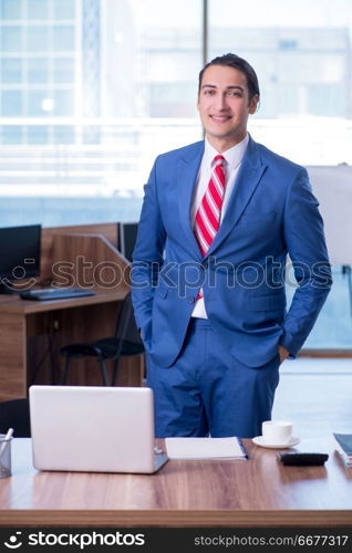 Young handsome businessman sitting in the office 