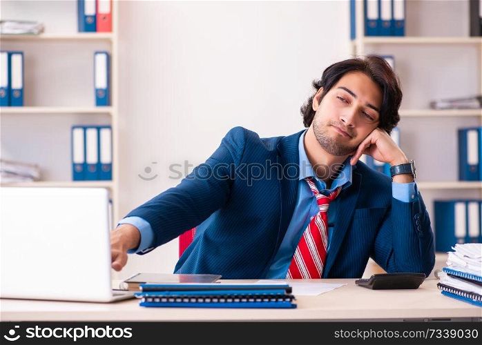 Young handsome businessman sitting in the office  . Young handsome businessman sitting in the office 