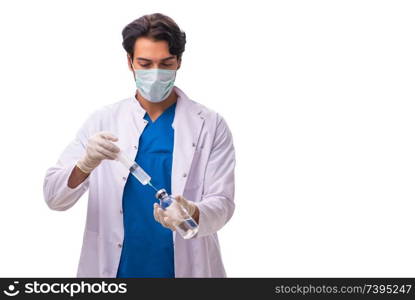 Young handsome doctor isolated on white 