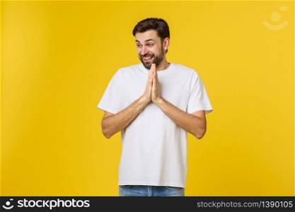 Young handsome elegant man over isolated background Clapping and applauding happy and joyful, smiling proud hands together. Young handsome elegant man over isolated background Clapping and applauding happy and joyful, smiling proud hands together.