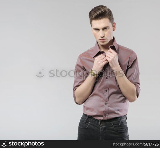 Young handsome guy with classic haircut