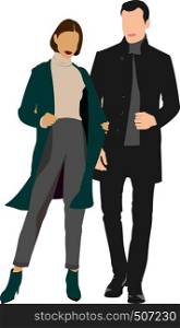Young handsome man and woman. Businessman.Vector illustration