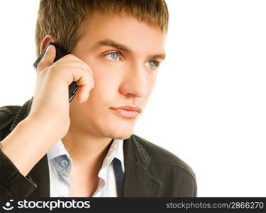 Young handsome man talking on the phone
