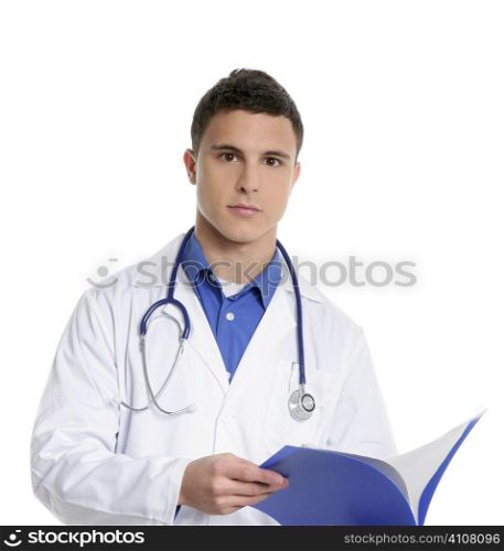 Young handsome professional student doctor isolated on white