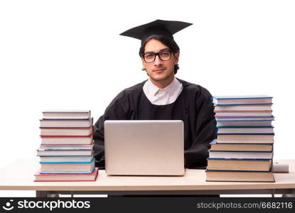 Young handsome student isolated on white 