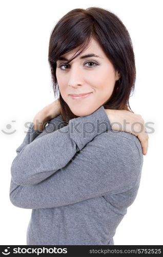 young happy beautiful woman, isolated in white