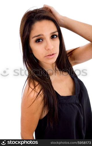 young happy beautiful woman, isolated in white