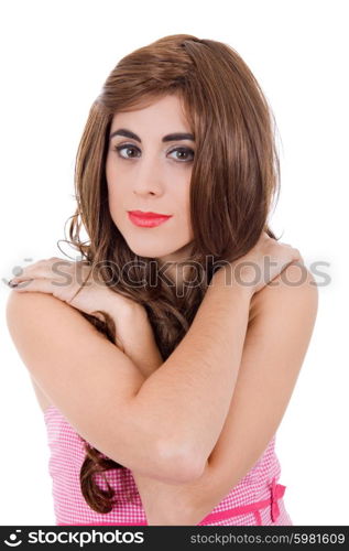 young happy beautiful woman, isolated in white