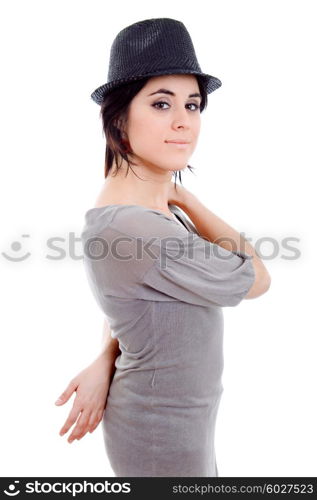 young happy beautiful woman, isolated in white