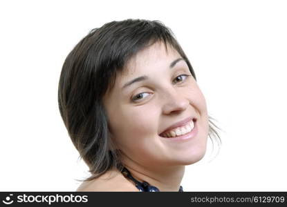 young happy beautiful woman, isolated in white