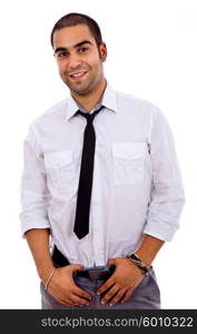 young happy business man, on a white background