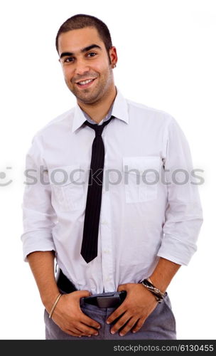 young happy business man, on a white background