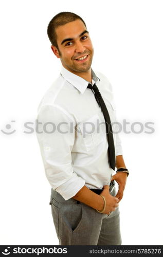 young happy business man portrait in white