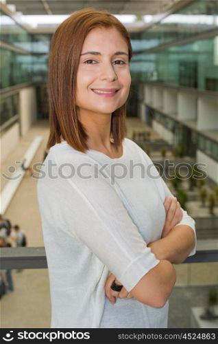 young happy business woman at the office