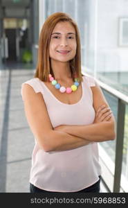 young happy business woman at the office