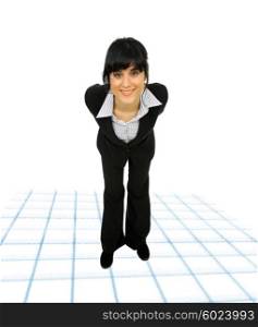 young happy business woman full body picture