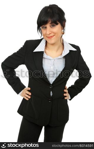 young happy business woman isolated on white