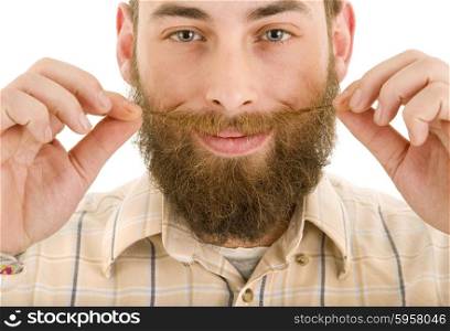young happy casual man closeup portrait, isolated