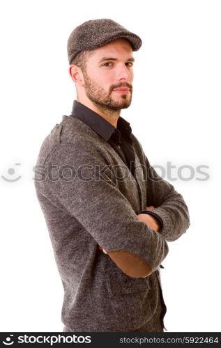 young happy casual man portrait, isolated on white