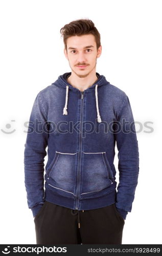 young happy casual man portrait, isolated on white