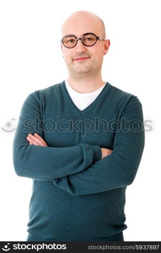 young happy casual man portrait, isolated on white