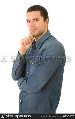 young happy casual man portrait, isolated on white