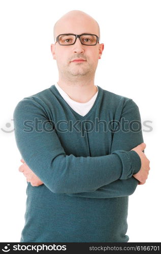 young happy casual man portrait, isolated on white