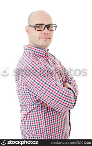 young happy casual man portrait, isolated on white