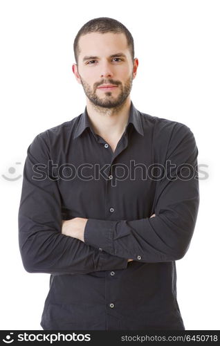 young happy casual man portrait, isolated on white