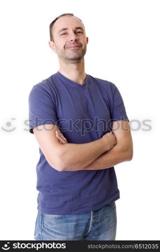 young happy casual man portrait, isolated on white. happy casual man