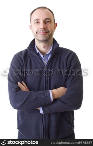young happy casual man portrait, isolated on white. happy casual man