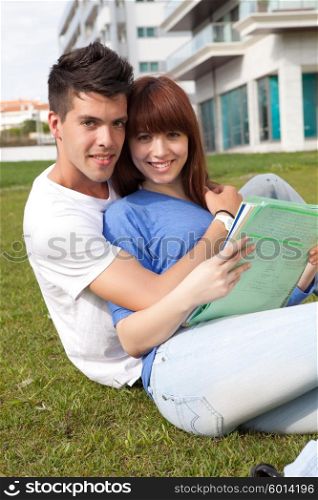 Young happy couple at the park