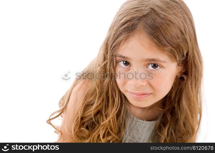 young happy girl portrait, isolated on white