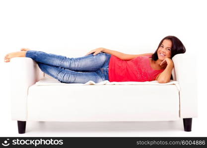 Young happy woman at house, taking a moment to relax