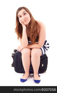 Young happy woman leaving for vacations