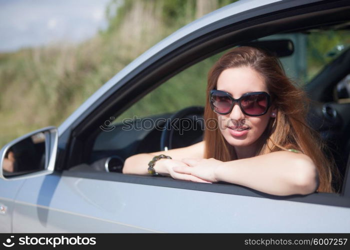 Young happy woman leaving for vacations