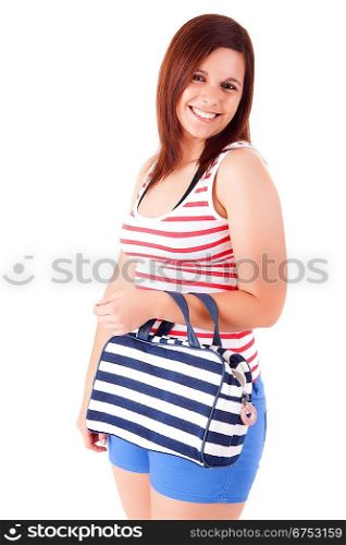 Young happy woman leaving for vacations