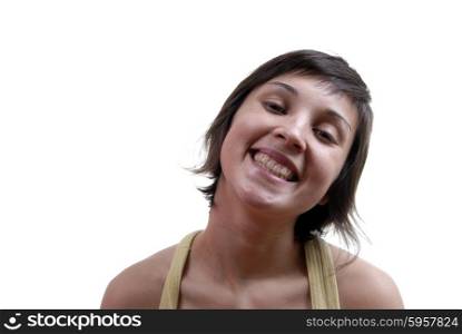 young happy woman portrait isolated on white