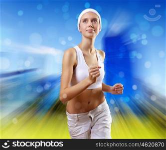Young healthy and fit woman doing sport