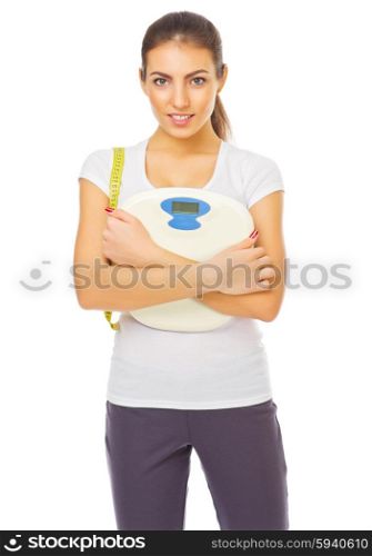 Young healthy girl with scales isolated