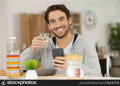 young healthy with glass of water