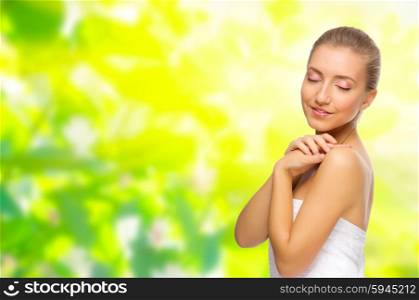 Young healthy woman isolated on white