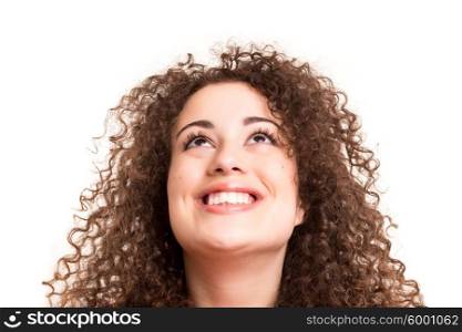 Young human having a brilliant idea, isolated over white background