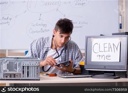 Young it specialist in front of the whiteboard 