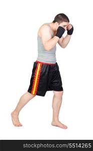 Young Kickboxer Isolated on White