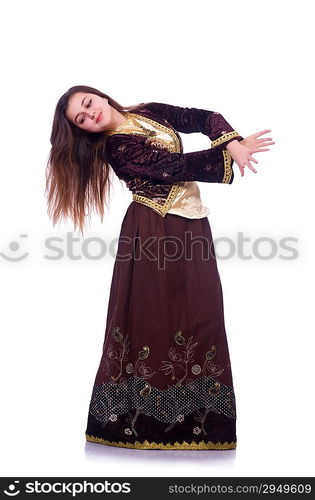 Young lady dancing traditional azeri dance