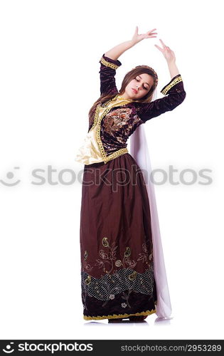 Young lady dancing traditional azeri dance