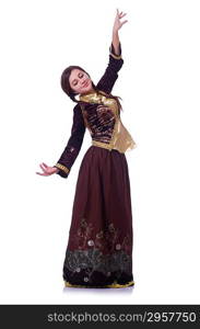 Young lady dancing traditional azeri dance